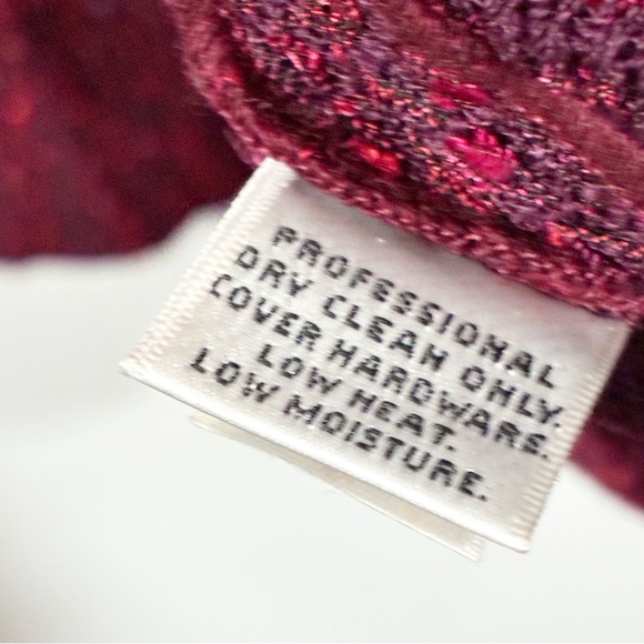 St John Red Knit Trim Button Blazer Jacket Red-Multi Size 6 - Picture 4 of 6